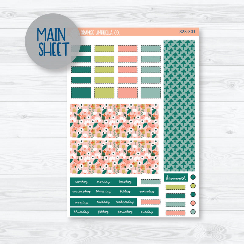 Summer Floral Hobonichi Weeks Monthly Planner Kit Stickers | Sprout | 323-301