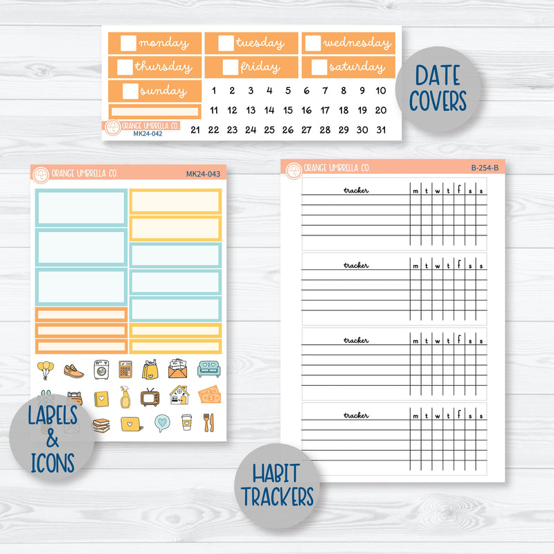 Brunch Breakfast Planner Kit | Plum Vertical Priorities 7x9 Planner Kit Stickers | Sunnyside Up | MK24-041