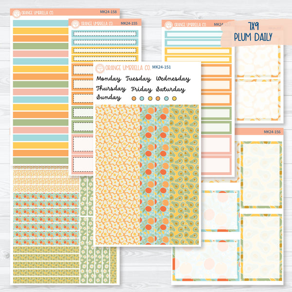 Breakfast Brunch Planner Kit | Avocado & Eggs 7x9 Plum Daily Planner Kit Stickers | Sunnyside Up | MK24-151