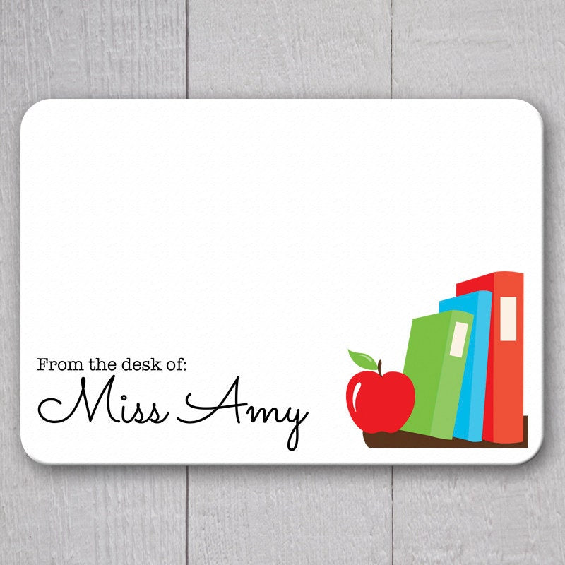 Teacher Note Cards - 24pk | Personalized Flat Note Cards | Teacher Gifts | Printed without Envelopes  | NC-002