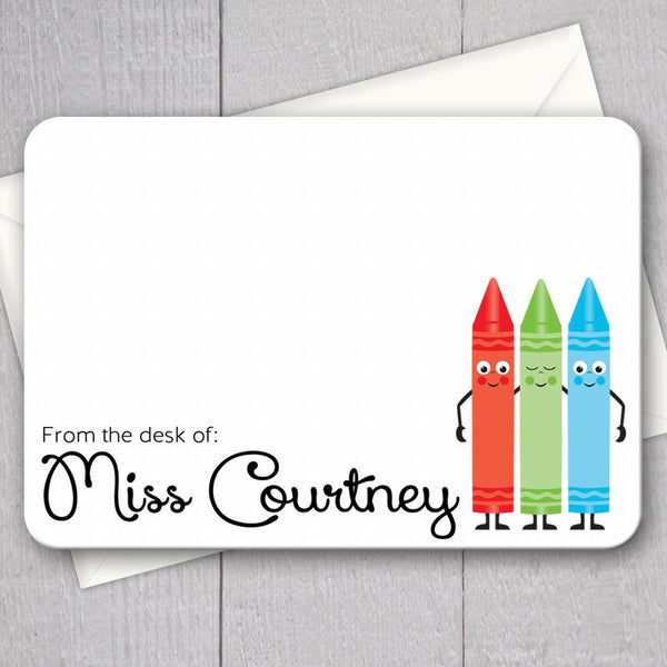 Teacher Note Cards - 12pk | Personalized Flat Note Cards | Language Arts Teacher Gifts | Printed with Envelopes  | NC-001