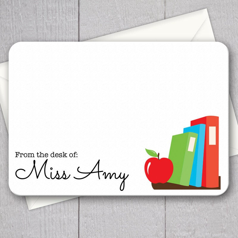 Teacher Note Cards - 12pk | Personalized Flat Note Cards | Language Arts Teacher Gifts | Printed with Envelopes  | NC-002