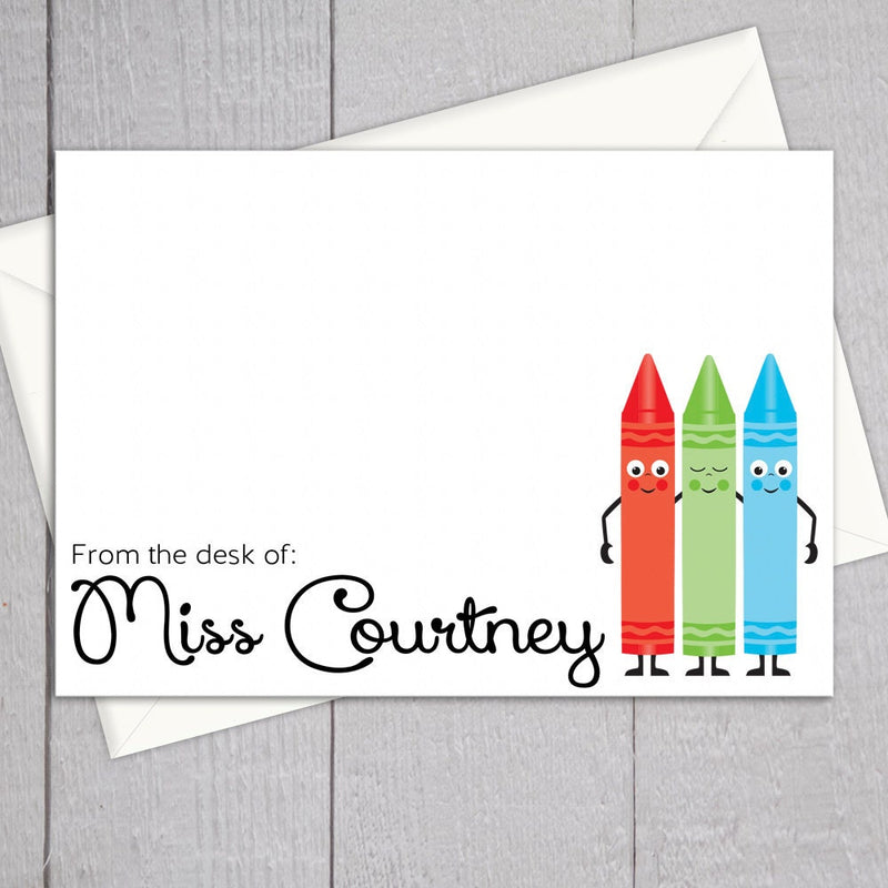 Teacher Note Cards - 12pk | Personalized Flat Note Cards | Language Arts Teacher Gifts | Printed with Envelopes  | NC-001